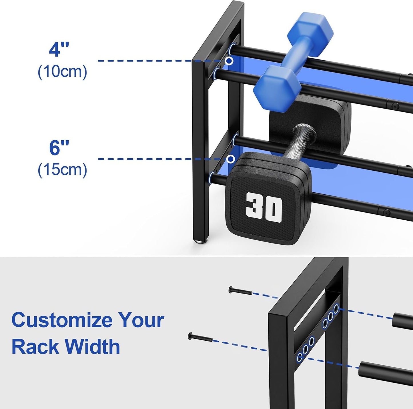 Dumbbell Rack Weight Stand Holder 2-Tier 31 IN Adjustable Weight Rack For Home Gym (Rack Only)