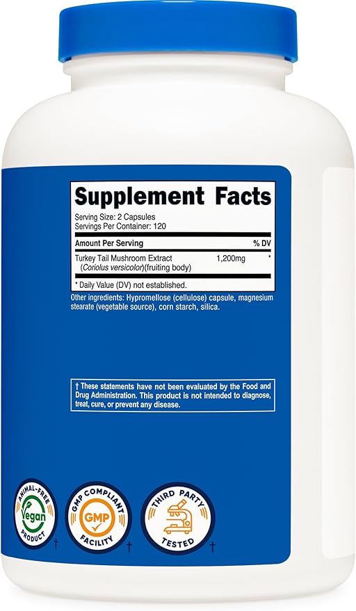 Nutricost Turkey Tail Mushroom Capsules 1200mg, 120 Servings (240 Capsules) - Gluten Free, Non-GMO, and Vegetarian Friendly