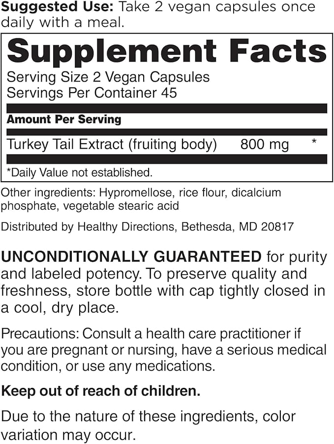 DOCTORS' PREFERRED Turkey Tail Mushroom Supplement - 800 MG/Serving, 90 Vegan Capsules