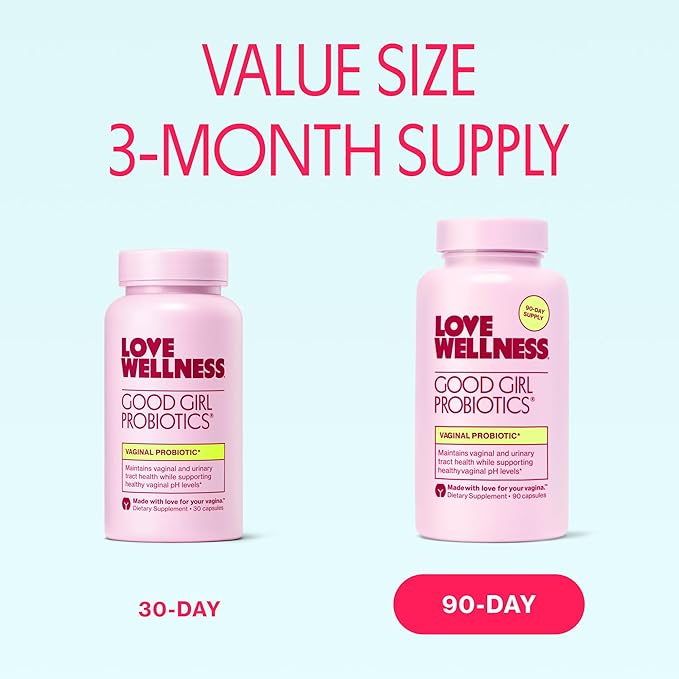 Love Wellness Good Girl Probiotics | Women's Vaginal Health Supplement | Vaginal Probiotics for Women pH Balance & Urinary Tract Health | Support Vaginal Odor & Flora | 90 Day Supply