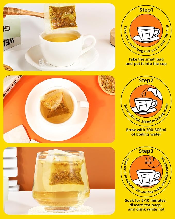 120 Premium Turmeric Ginger Cinnamon Tea Bags, 100% Natural Herbal Blend, Supports Digestion & Immune Health, No Sugar, No Caffeine, No Additives, Vegan, Premium Ingredients