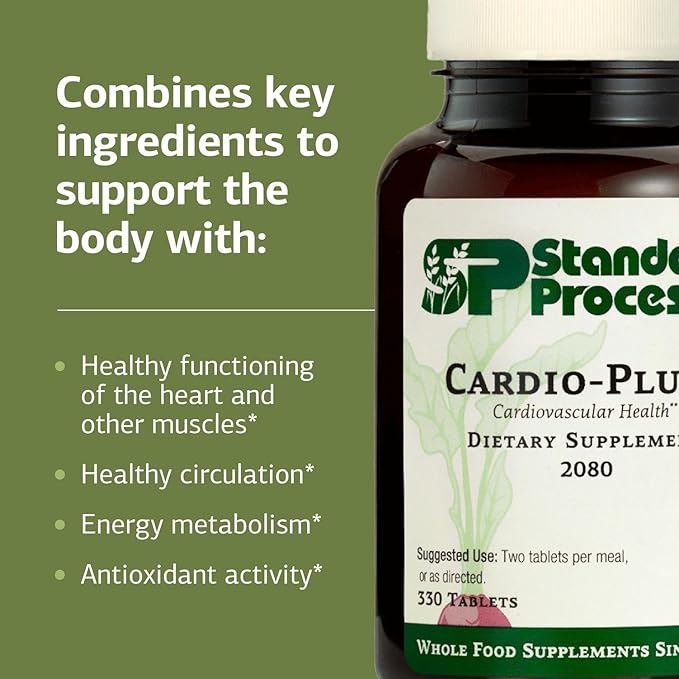 Standard Process Inc. Cardio-Plus - Antioxidant Support - Heart Health, Circulation & Blood Flow Supplement with Vitamin B6, Niacin & Riboflavin - Energy Metabolism Supplement - 330 Tablets