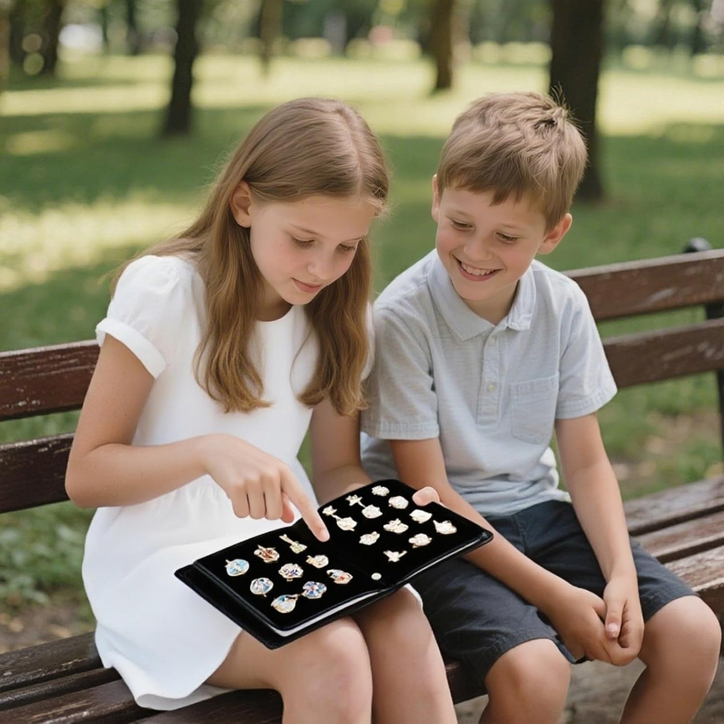 Enamel Pin Display Book - 4 Page Leather Travel Organizer for Collectors, Portable Lapel Pin Holder with Secure Storage, Compact Pin Trading Book (black)