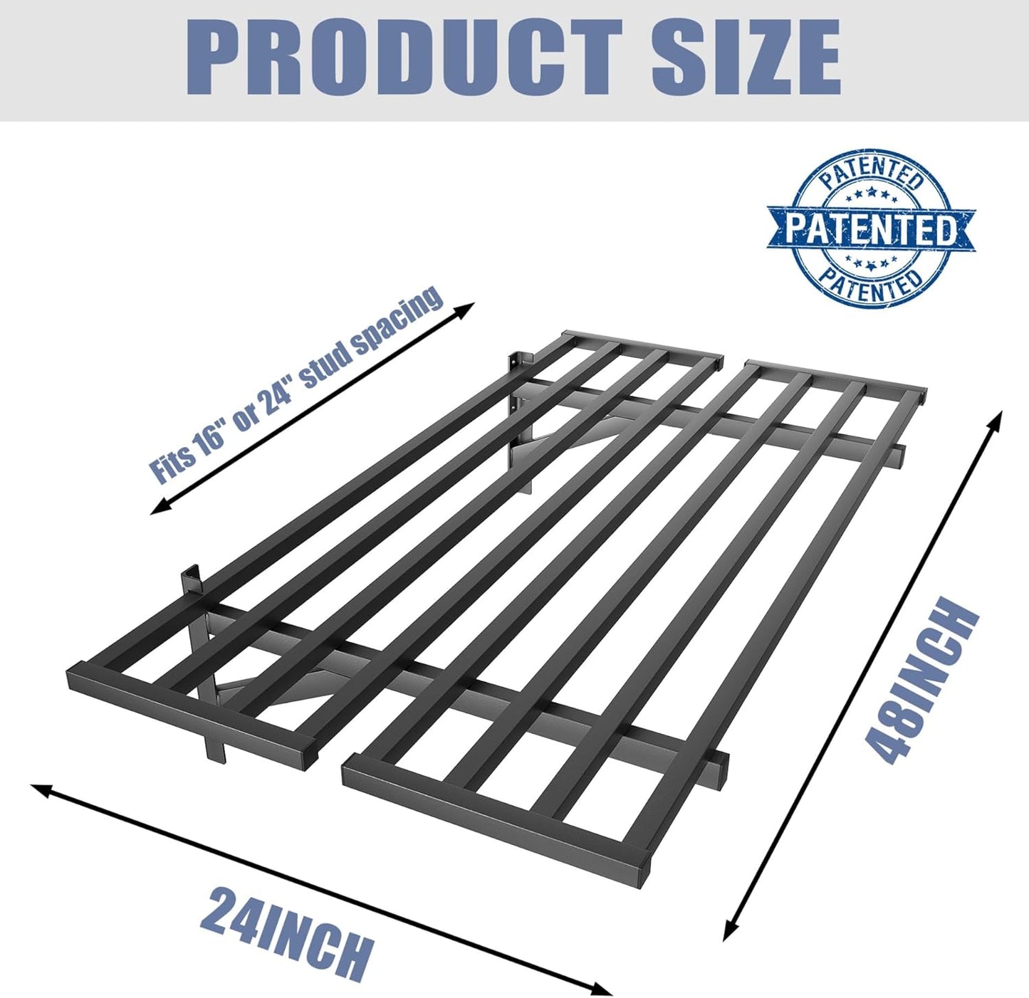 WALMANN 2 Pack Heavy Duty Wall Shelves, 2 ft x 4 ft Wall-Mounted Garage Storage Shelf, Floating Shelf, Hold 400 lbs/Shelf