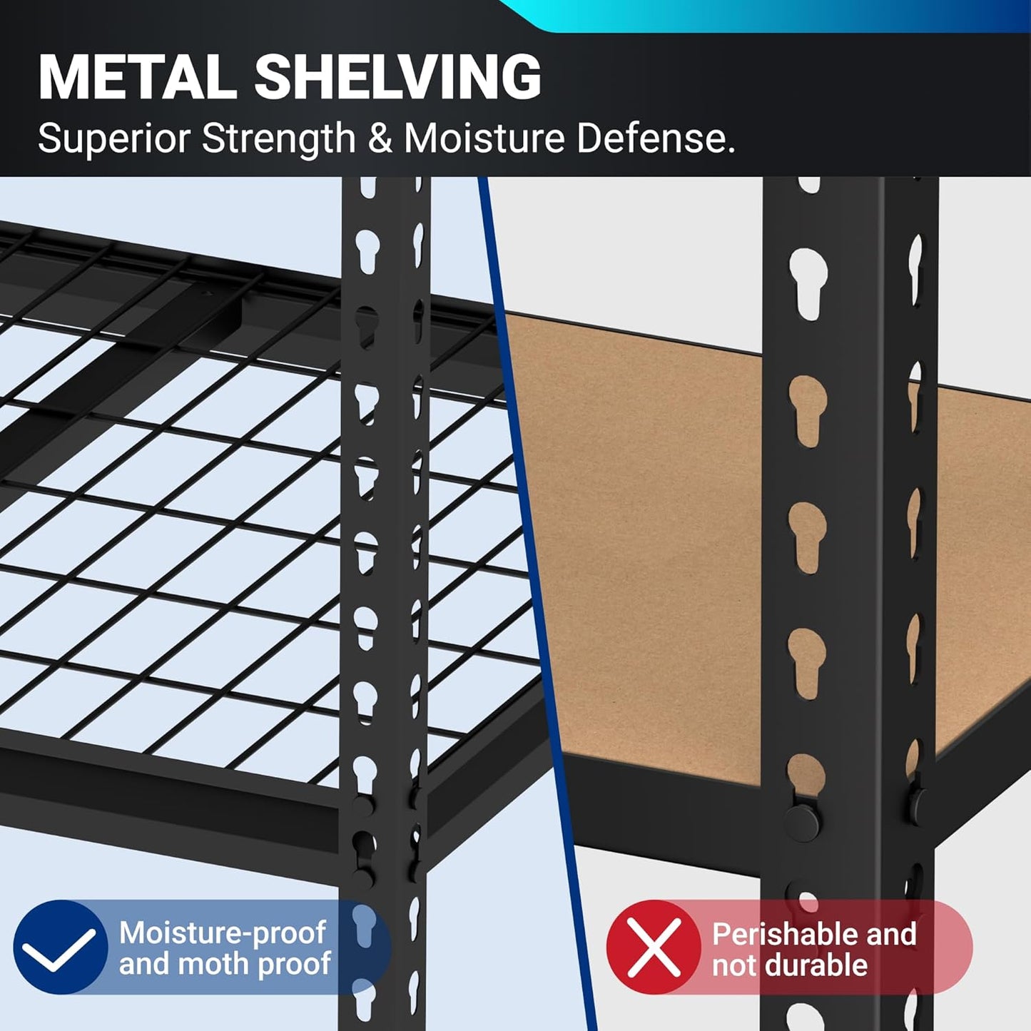 FLEXIMOUNTS Garage Shelving, Heavy Duty Shelving 2000 lbs, 5-Tier Garage Storage Shelves,Industrial Shelves for Heavy Tools and Equipment, 48" W x 24" D x 72" H, 4 Pack