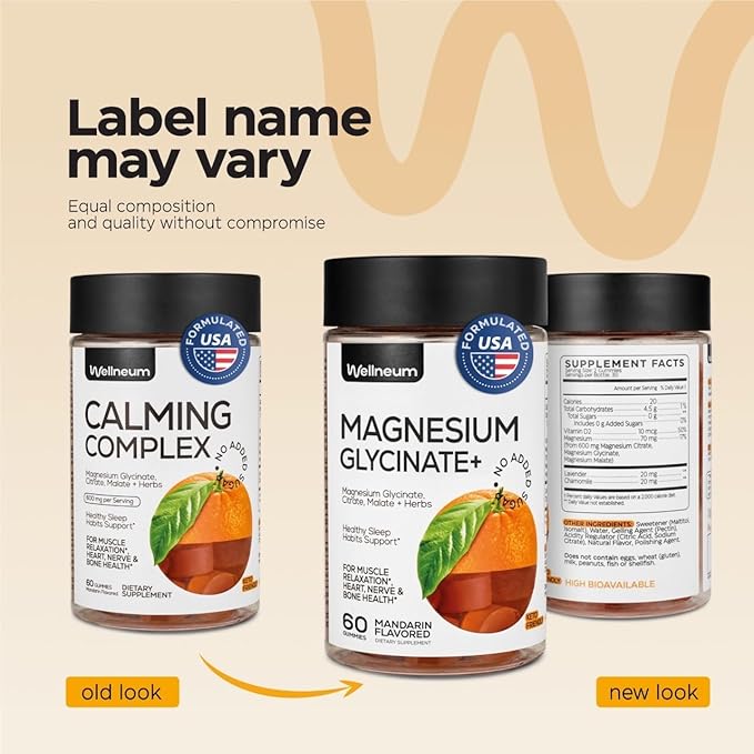Magnesium Glycinate Gummies 600Mg 2 Pack - High Absorption, Triple Calm Magnesium Complex - Chews for Relaxation and Sleep - Gummy Supplement with Vitamin D - Vegan, Sugar Free, Gut Friendly