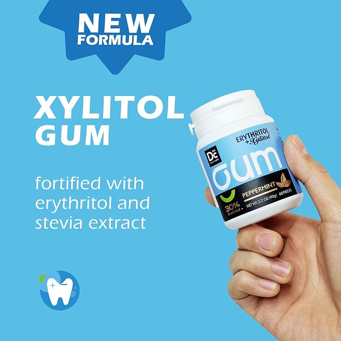 DC24 DAILY CARE Xylitol Chewing Gum with Erythritol, Aspartame Free & Sugar Free Gum for Dry Mouth, Low-Calorie, Sugarless, Assorted Flavors Variety Bulk Pack 60-Piece Pack, 4 Packs