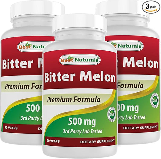 Best Naturals Bitter Melon 500 mg 90 Vcaps (90 Count (Pack of 3))