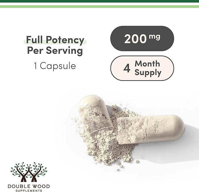 L-Theanine Supplement 200mg, 120 Capsules (Soy Free, Gluten Free, Non-GMO, Third Party Tested) Synergy with Magnesium L-Threonate and Apigenin by Double Wood