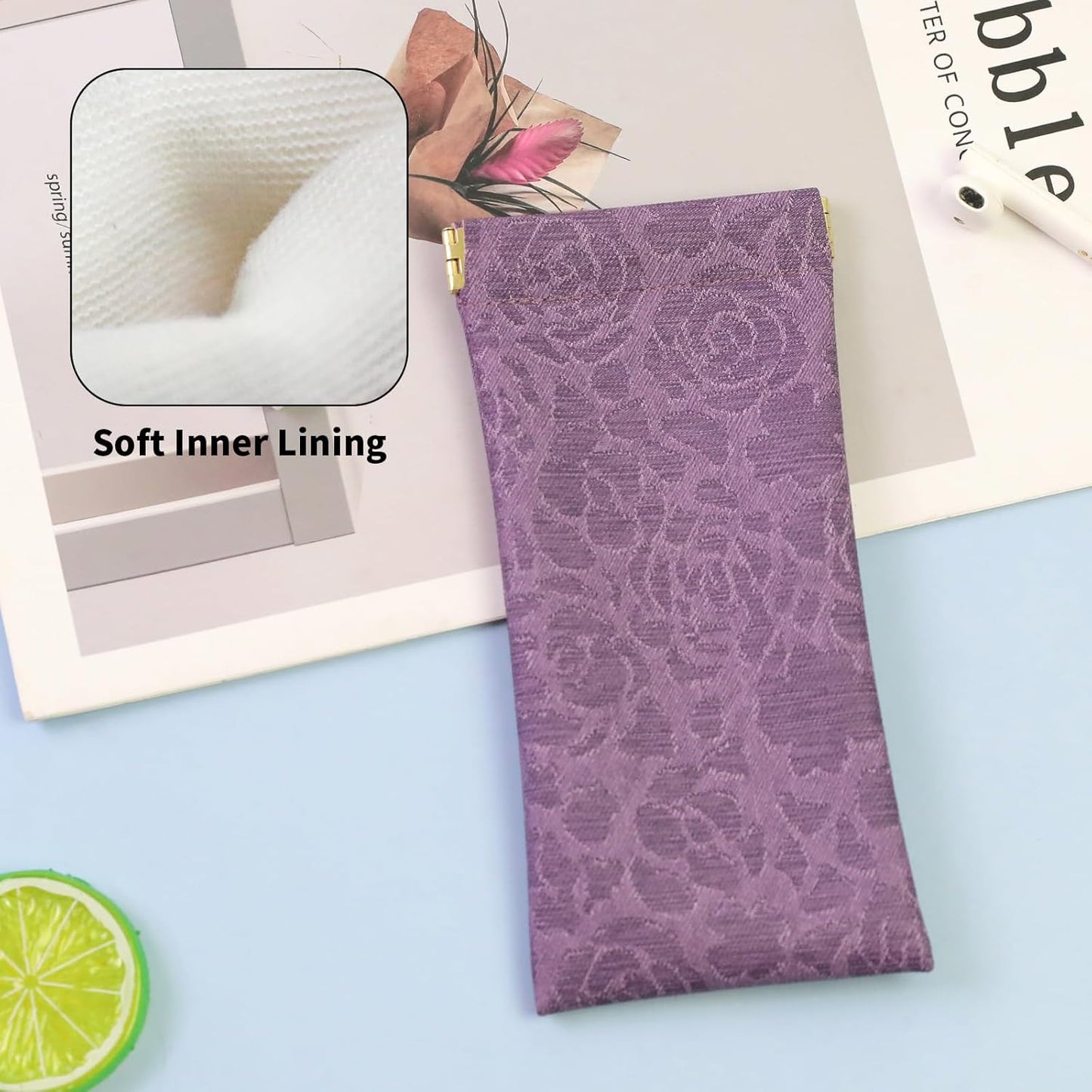 Double Eyeglass Case Soft Dual Glasses Case for Women Men Travel Squeeze Top Sunglasses Cases Eyeglasses Pouch