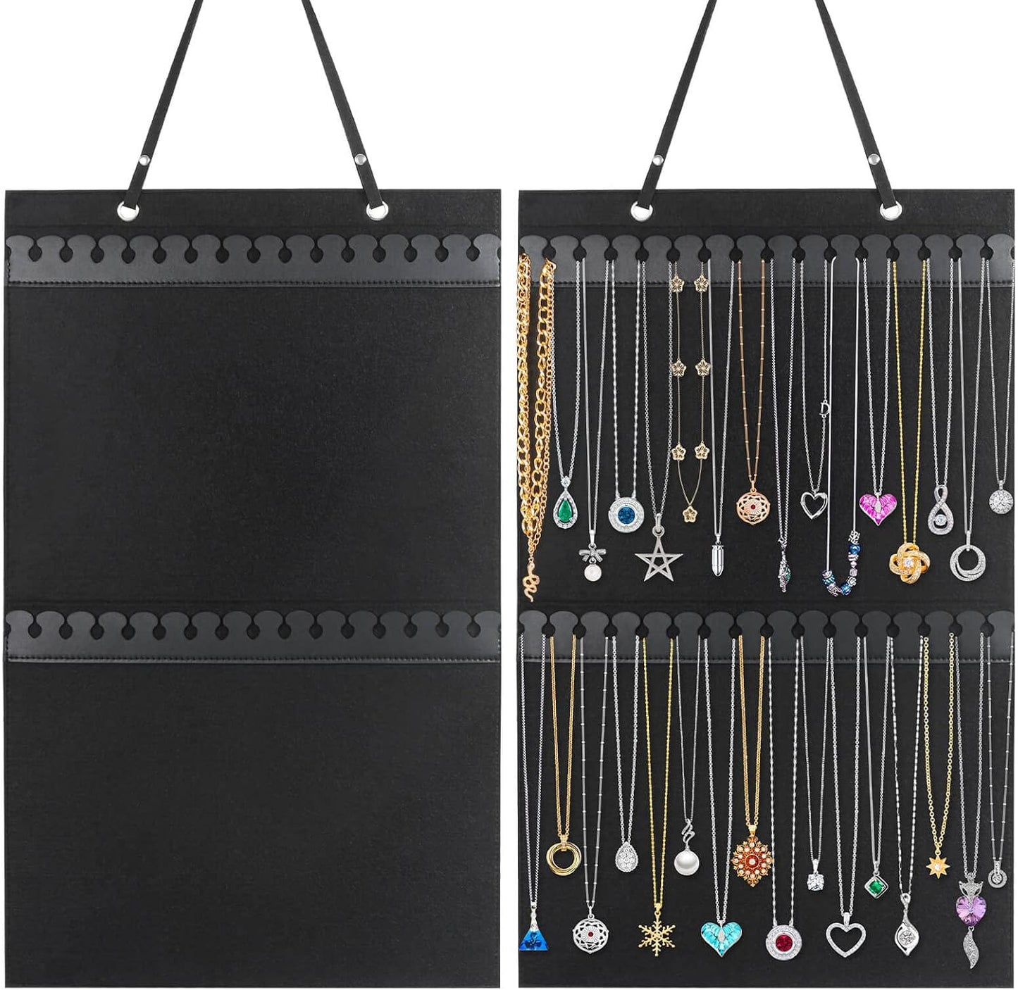 Caffox Hanging Necklaces Holder, Large Jewelry Organizer for Necklaces, Bracelets, and Ankles, Necklaces Display Storage Hanger for Wall, Closet and Door
