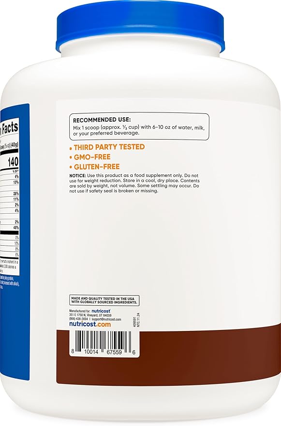 Nutricost Grass-Fed Whey Protein Concentrate (Chocolate) 5LBS - Undenatured, Non-GMO, Natural Flavors…