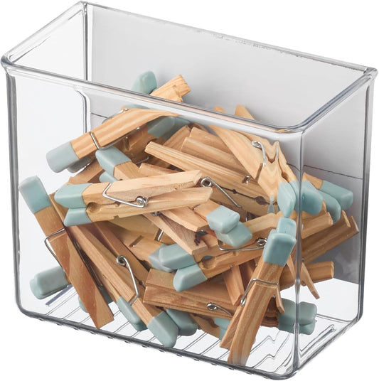 iDesign Magnetic Small Clear Plastic Organizer Bins for Laundry Room Storage