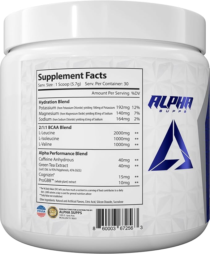 Amino NRG+ BCAA Amino Energy Recovery Powder - Hydration Blend with Electrolytes - Focus Blend for Optimal Performance Support in Men & Women (30 Servings, Peachy Mango)