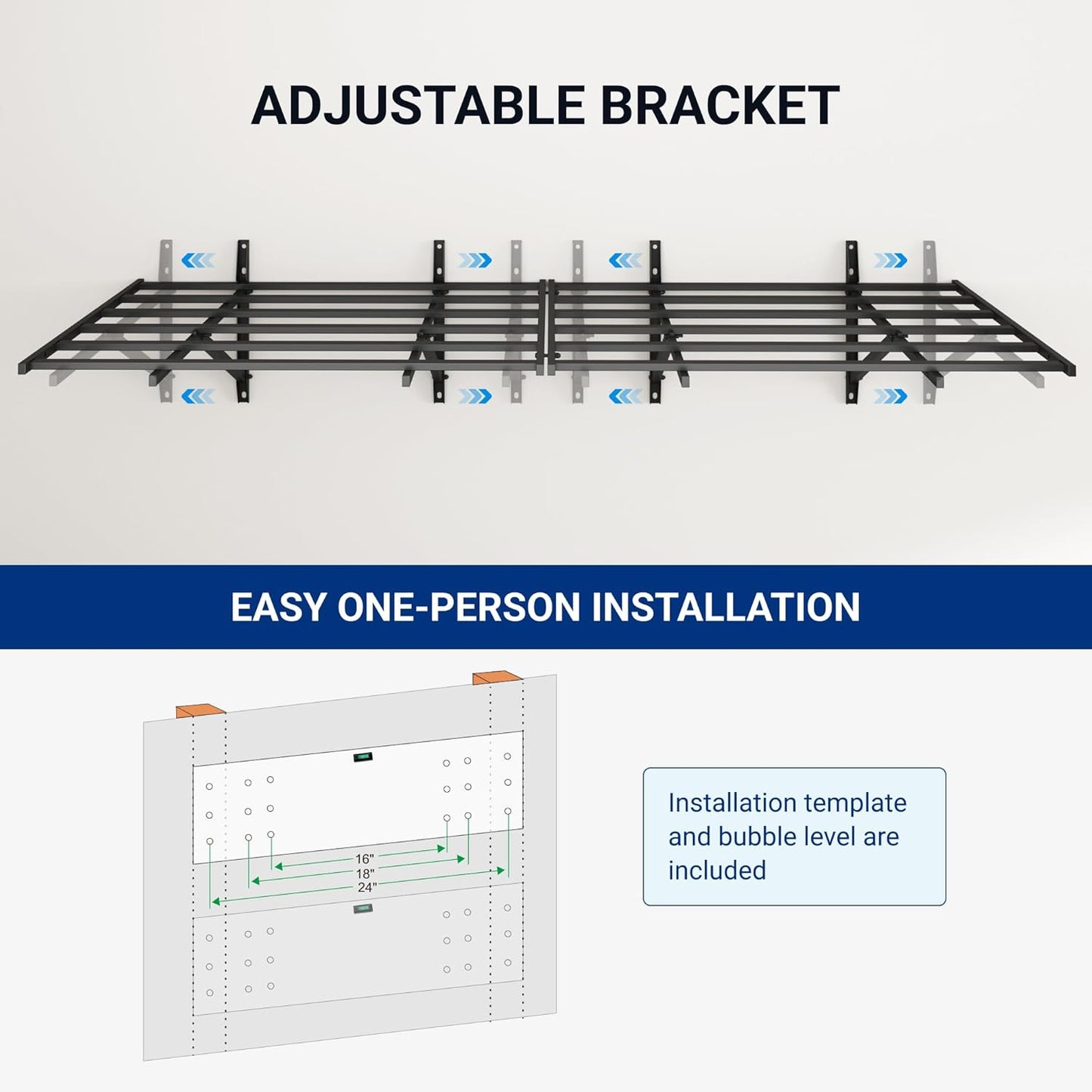 FLEXIMOUNTS 2x6ft Heavy Duty Garage Storage Wall Shelving, 1600lbs Load Capacity, 2 Pack Wall Mounted Storage Rack, 24x75 inch Rack Floating Shelves for Garage Organization, Snap Assembly, Pro Series