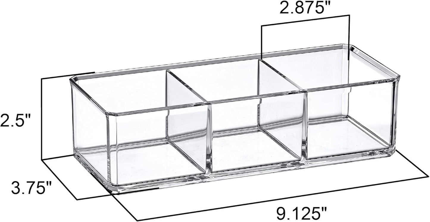 Amazing Abby - SereniTEA - Acrylic 3-Compartment Tea Bag Organizer, Clear Plastic Tea Box, 3-Slot Tea Chest, Perfect Tea Storage Solution for Kitchen Cabinet, Countertop, Pantry, and More