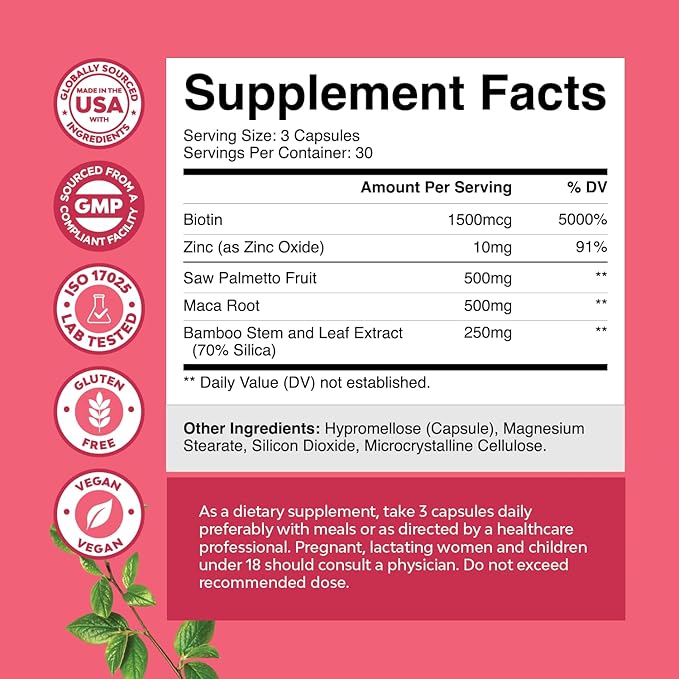 Bundle of Menopause Supplement for Women Soy Free Hormone Balance Capsules with Dong Quai Chaste Berry Black Cohosh Root and Saw Palmetto 500mg DHT Blocker Hair Vitamins with Maca Root Biotin