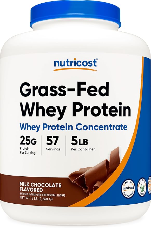 Nutricost Grass-Fed Whey Protein Concentrate (Chocolate) 5LBS - Undenatured, Non-GMO, Natural Flavors…