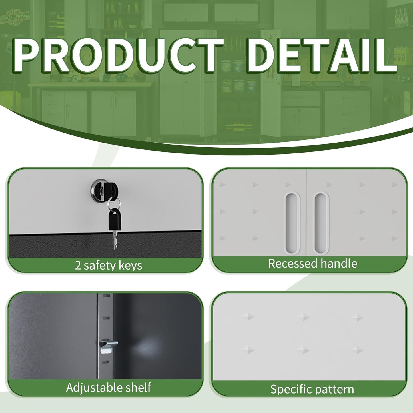 Metal Wall Cabinet, Garage Wall Cabinet with Adjustable Shelf for Garage, Tool Room, Kitchen, Assembly Required(Black and Gray)