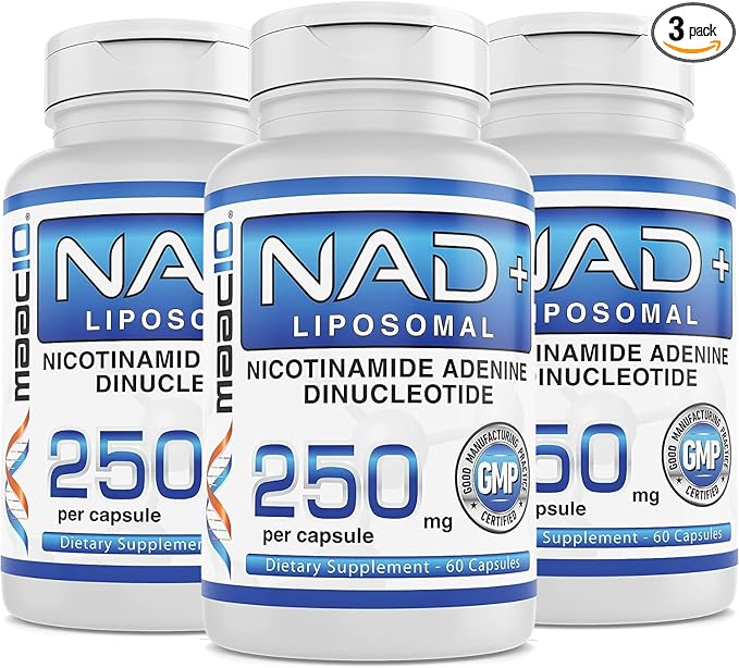 MAAC10 Liposomal NAD+ (180 x 250mg Capsules) | Supports Fatigue and Increased Energy - Non-GMO, Gluten Free, Vegan (3 Pack)