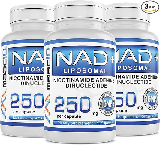 MAAC10 Liposomal NAD+ (180 x 250mg Capsules) | Supports Fatigue and Increased Energy - Non-GMO, Gluten Free, Vegan (3 Pack)