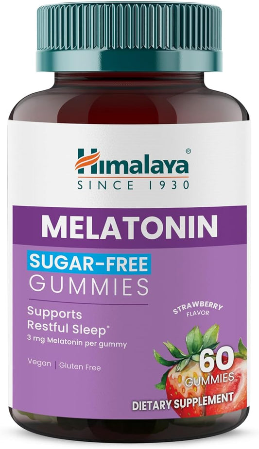 Himalaya Melatonin Sugar-Free Gummies, Supports Restful Sleep, Vegan, Gluten-Free, 3 mg Melatonin, 60 Gummies