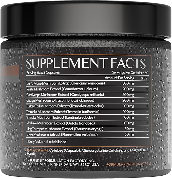 Shroom Vroom: 10-in-1 Mushroom Supplement, Lion’s Mane, Reishi, Cordyceps, Chaga, Turkey Tail, Tremella, Shiitake, Maitake, King Trumpet & Enoki, Brain Boost, Immune Support (360 count Pack of 3)