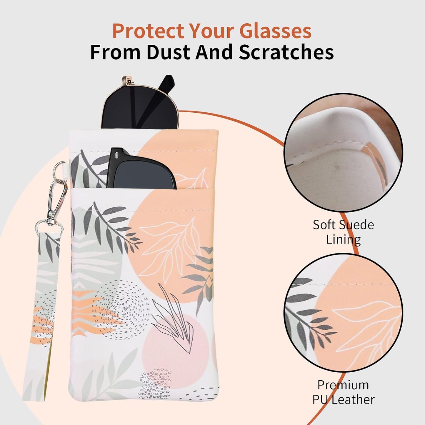 Double Eyeglass Case Soft Dual Glasses Case for Women Men Travel Squeeze Top Sunglasses Cases Eyeglasses Pouch