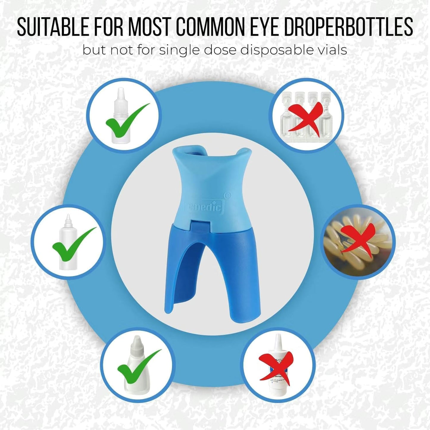 Remedic Eye Drop Guide with Silicone Adapter – Reusable Tool for Clean, Precise Eye Drop Application – Easy to Use Eye Drop Helper for Seniors, Caregivers & Family – Fits Most Eye Drop Bottles