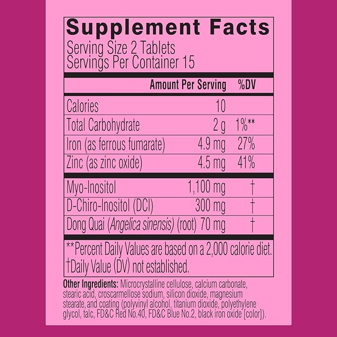 Swisse Ultiboost Myo-Inositol & D-Chiro Inositol Supplement | Hormonal Balance, Ovarian Health & Menstrual Support | 1100mg Myo-Inositol + 300mg DCI with Dong Quai | 30 Tablets