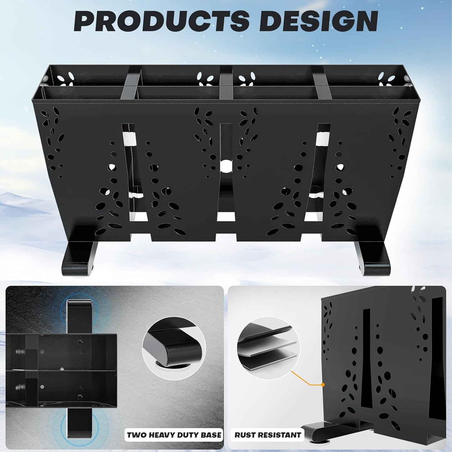 Ski Storage Rack for Garage, 4 Pair Heavy Duty Steel Freestanding Ski Storage Organizer, Indoor Ski Holder Racks for Home and Garage Storage