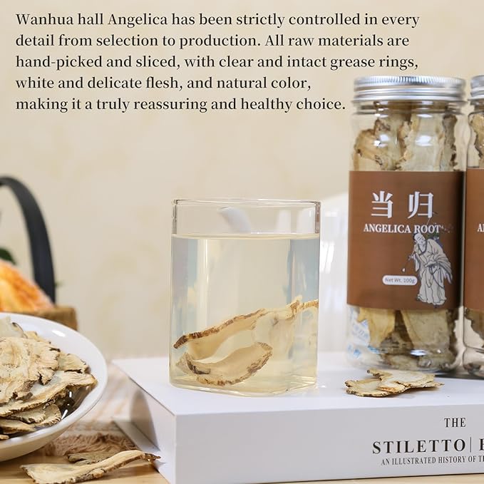 Wanhua Hall Dang Gui Tea Dong Quai Angelica Sinensis Slice Natural Herbal Tea Chinese Dried Herbs No Additives Sulfur Free 当归 當歸7.05oz/200g