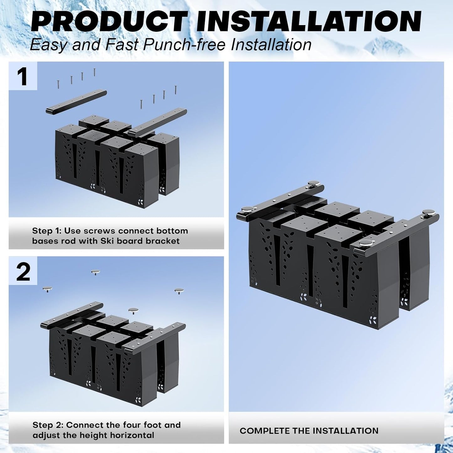 Ski Storage Rack for Garage, 8 Pair Heavy Duty Steel Freestanding Ski Storage Organizer, Indoor Ski Holder Racks for Home and Garage Storage