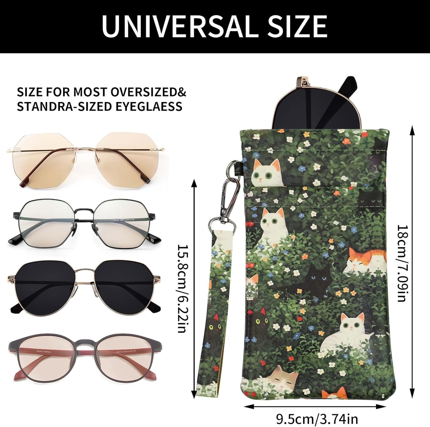 Double Eyeglass Case Soft Dual Glasses Case for Women Men Travel Squeeze Top Sunglasses Cases Eyeglasses Pouch