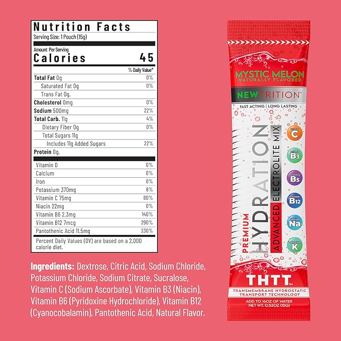 Hydration Powder, Electrolyte Powder Packets, Naturally Flavored Hydrating Packets for Water, Fast Acting Hydrate Electrolytes with Vitamins C & D
