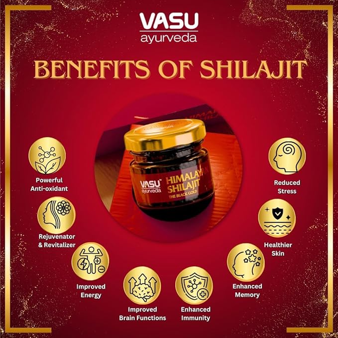 VASU Ayurveda Himalayan Shilajit Resin 400mg – Lab Tested Natural Energy Booster with Fulvic Acid & 85+ Trace Minerals – Pure Shilajit for Men & Women – 50 Days Supply for Strength & Stamina (1-Pack)