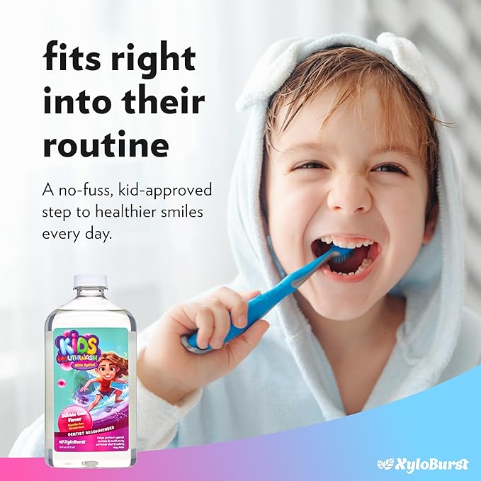 Xyloburst Oral Rinse Kids Mouthwash - Natural Xylitol Mouthwash, Fluoride Free Mouth Rinse with Aloe Vera, Alcohol Free, 16 fl oz