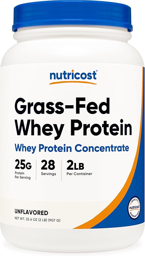 Nutricost Grass-Fed Whey Protein Concentrate (Unflavored) 2LBS - Undenatured, Non-GMO, Gluten Free