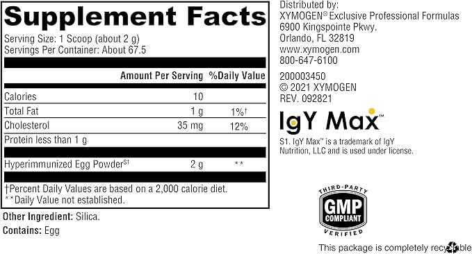 XYMOGEN IG 26 DF Powder - Immunoglobulin Supplement with IgY Max - Dairy-Free Colostrum Alternative Derived from Hyperimmune Egg - Cytokine Balance & Immune Support - Vanilla Flavor (4.76 oz)