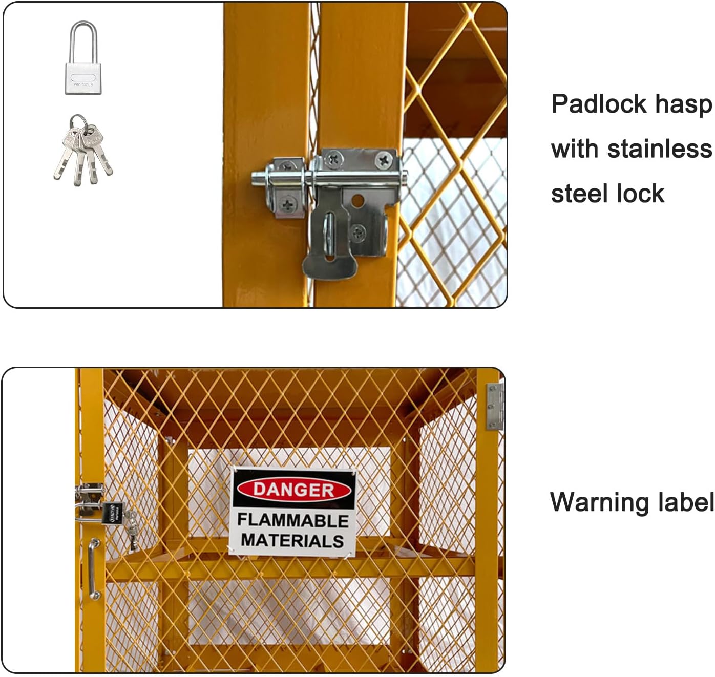 Industrial Storage Cabinet, LPG Tanks Storage, 31"x30"x35", 4 Cylinder Capacity, Yellow, Hazardous Storage, Utility Room