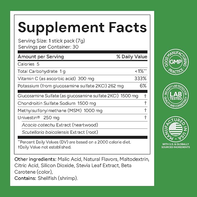 Univera RegeniCARE, Glucosamine, Chondroitin, MSM, Univestin, Joint Health, Joint Support, Easy to Carry (30ct, 7g Individual Packets)