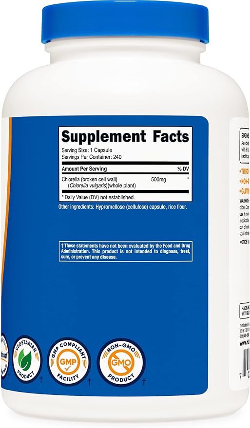 Nutricost Chlorella Capsules (3 Bottles) 500mg, 240 Capsules