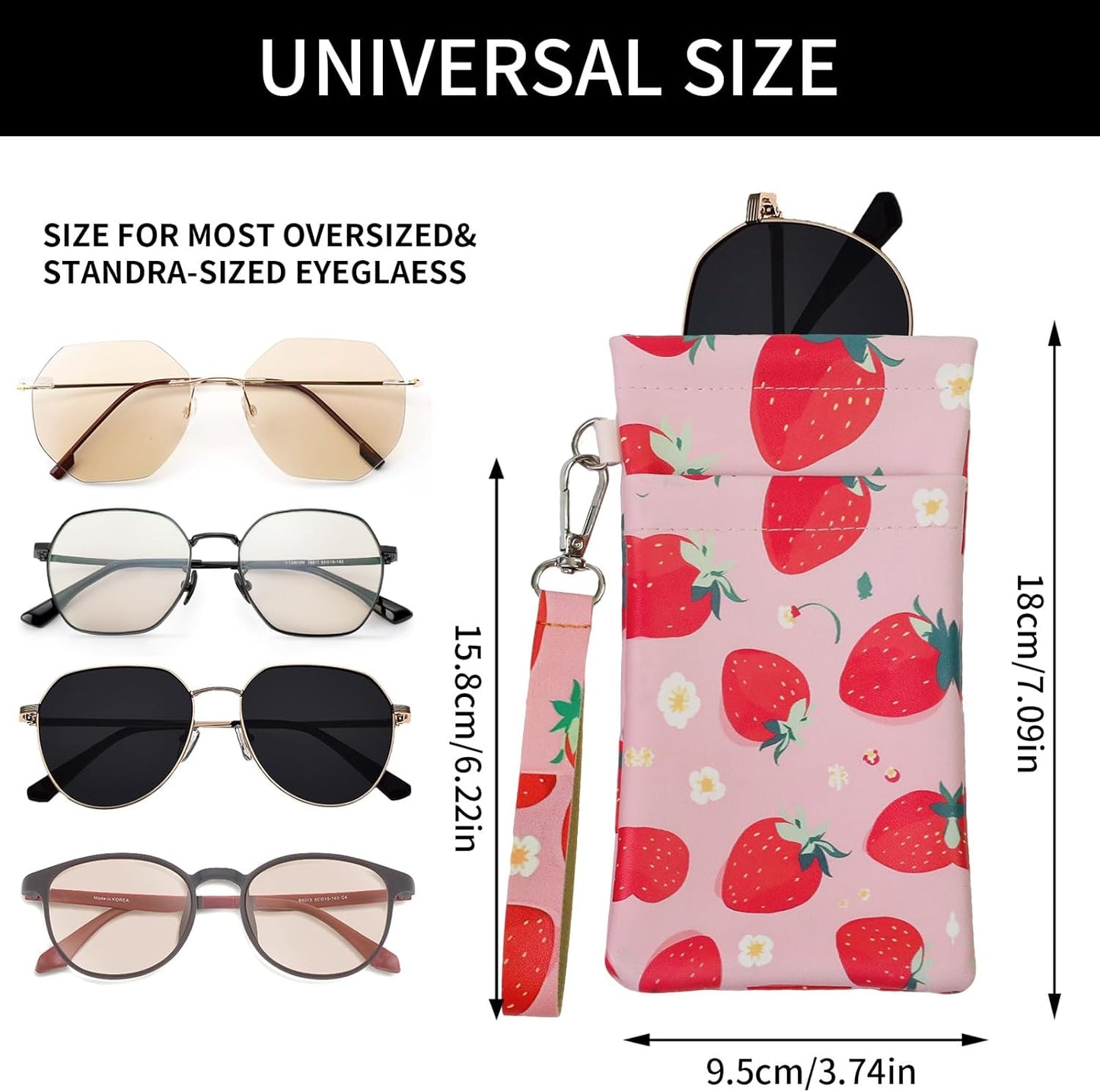 Double Eyeglass Case Soft Dual Glasses Case for Women Men Travel Squeeze Top Sunglasses Cases Eyeglasses Pouch