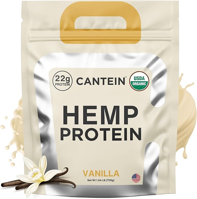 Organic Hemp Protein Powder, Plant Based and Vegan Protein Shake, Lactose and Dairy Free, Gluten Free, Clean and Natural- Vanilla (20 Servings)