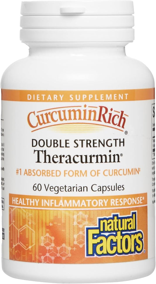 Natural Factors, CurcuminRich Double Strength Theracurmin, 60 mg, Just 1 Capsule Daily, Formulated for Superior Absorption, 60 Count (Pack of 1)
