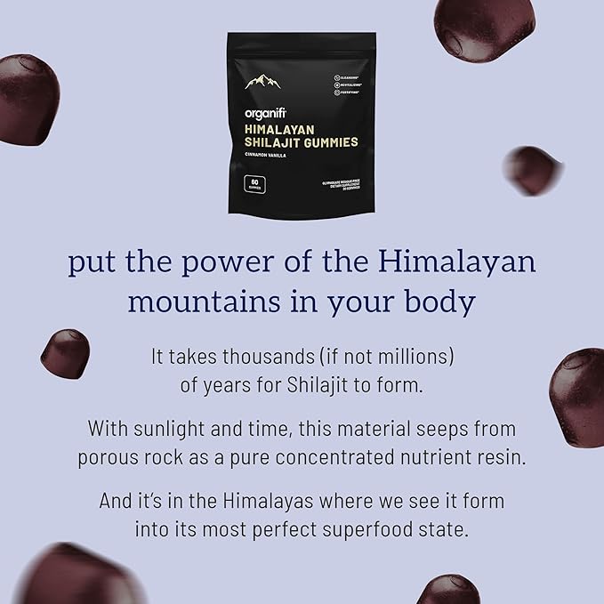 Organifi Shilajit Gummies - Himalayan Shilajit for Men and Women with PrimaVie Shilajit, 40-Plus Trace Minerals, and More - Hormone Balancer, Boosts Cellular Energy, Beats Fatigue, and More, 60 Count