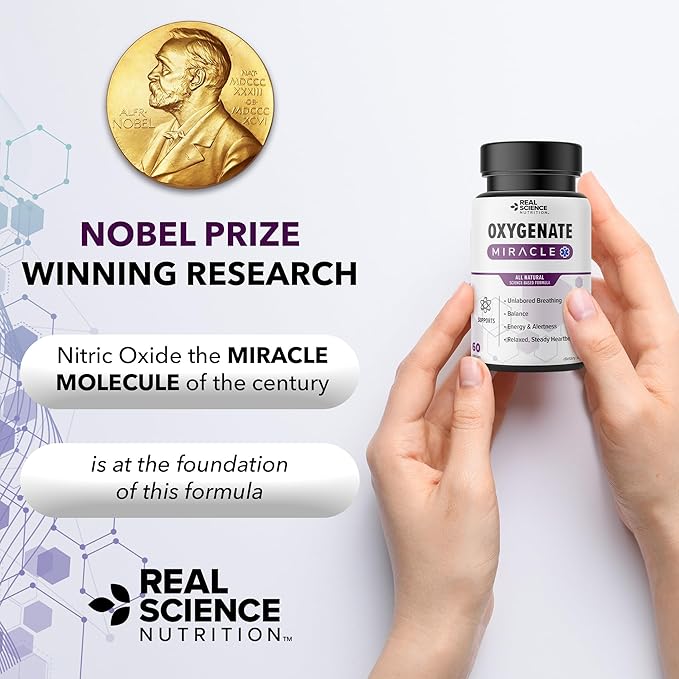 Real Science Oxygenate Miracle – Lung Support Supplement to Help Relieve Wheezing, Shortness of Breath, Rapid Heart Rate & Fatigue – Improves Circulation for Clear Lungs & Breath Support, 60 Caps