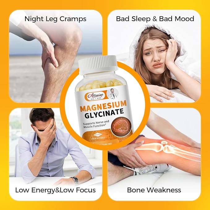 Magnesium Supplement Softgels, Easy Absorption Magnesium Glycinate 400mg with Vitamin B6,D3, High Bioavailability Magnesium for Sleep & Calm Support, Nervous, Muscle & Bone Health,180count