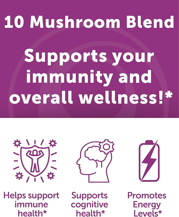 Lunakai USA Made Super Mushroom Gummies for Adults – 10-in-1 Adaptogenic Mushroom Supplement with Lion's Mane - Focus & Brain Support, 60ct