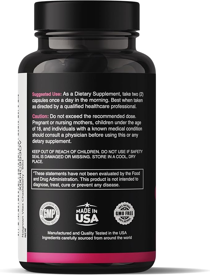 Natgrown Vitex Chasteberry Supplement for Women 1,000 mg - Agnus Castus Chaste Tree Vitex Berry Fruit Extract Capsules - 60 Ct